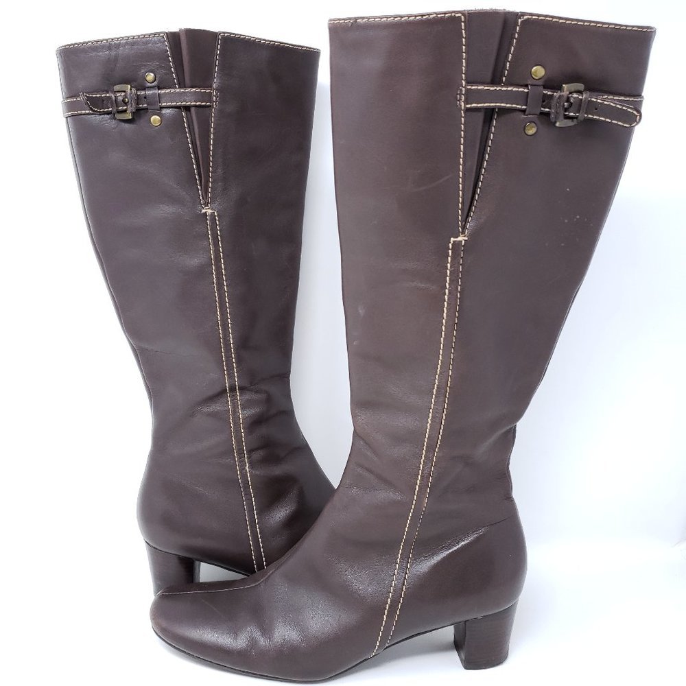 ECCO Women's Tall Boots Brown Leather Zip 39